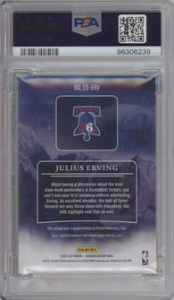 Julius Erving from the 2023-24 Panini Origins set graded by PSA and given an overall grade of 9.