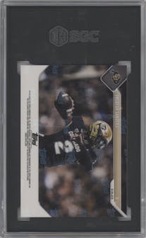 Shedeur Sanders from the 2023 Bowman U Now set graded by SGC and given an overall grade of 10.