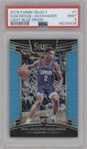 Shai Gilgeous-Alexander from the 2018-19 Panini Select  set featuring a Light Blue Prizm parallel graded by PSA and given an overall grade of 9.