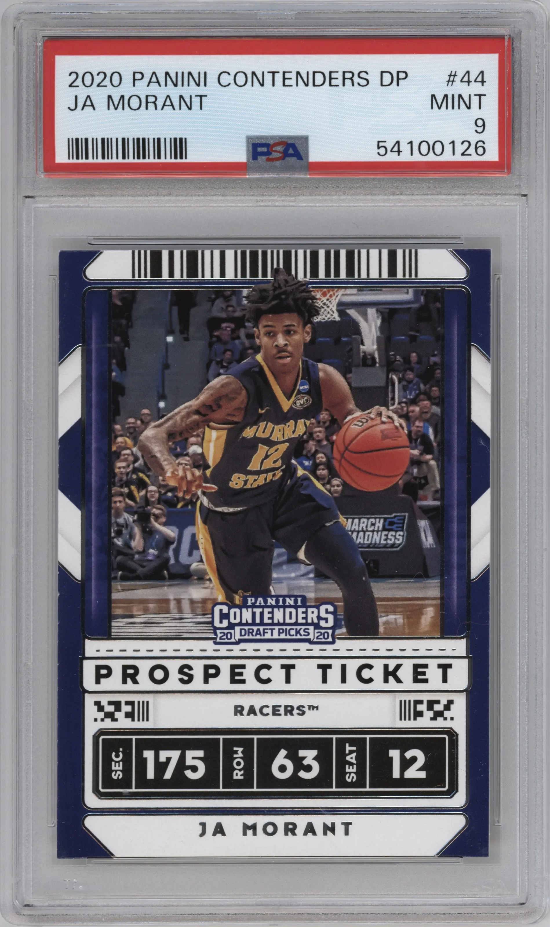 2020 Panini Contenders Draft Picks Pros.Tkt. Ja Morant #44 PSA 9