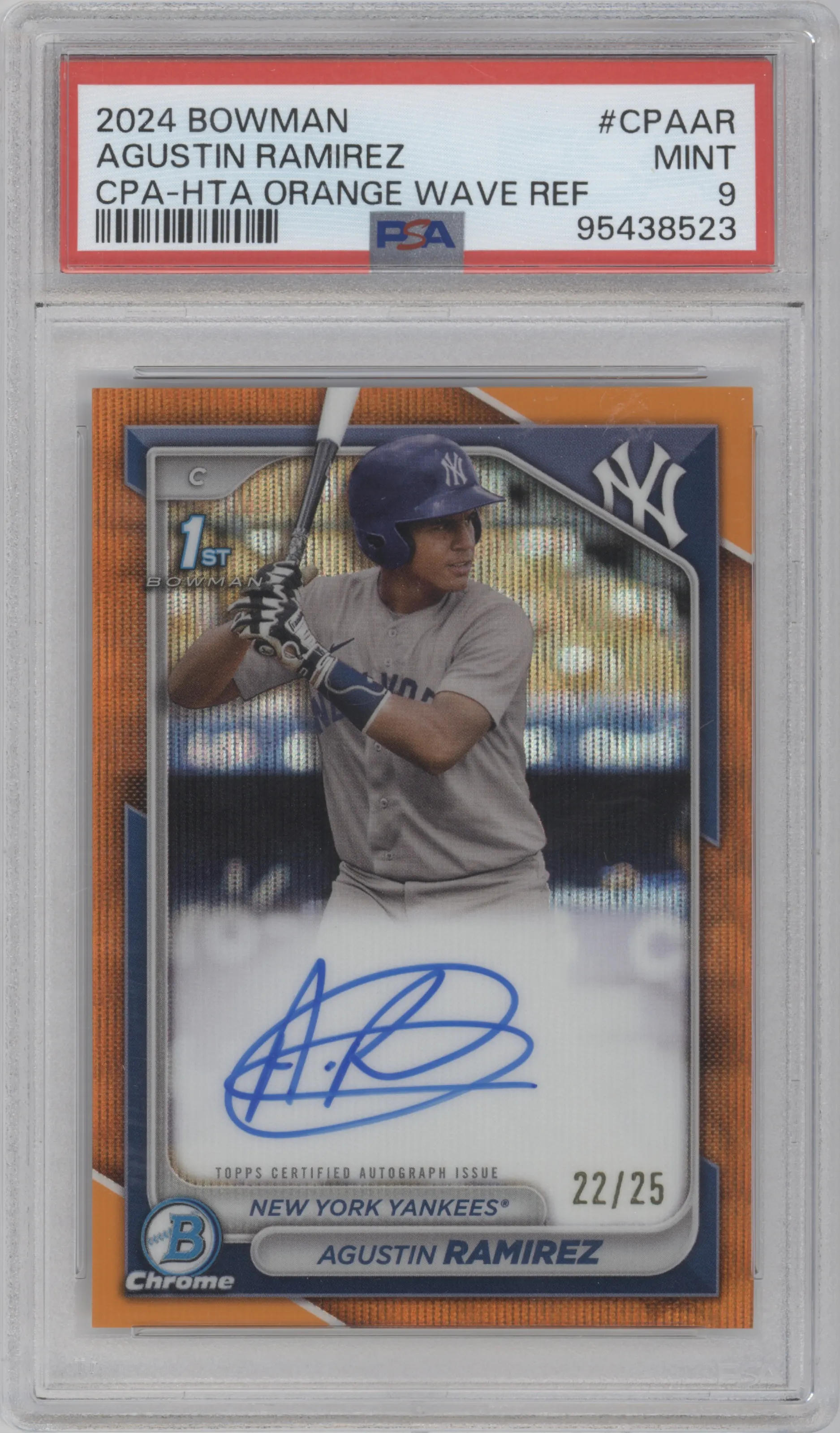 2024 Bowman Chr.Pros.Auto Agustin Ramirez Orange Wave Refractor #CPA-AR PSA 9