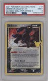 Umbreon Gold Star from the 2021 Pokemon SWSH set featuring a Pop Series 5 parallel graded by PSA and given an overall grade of 9.