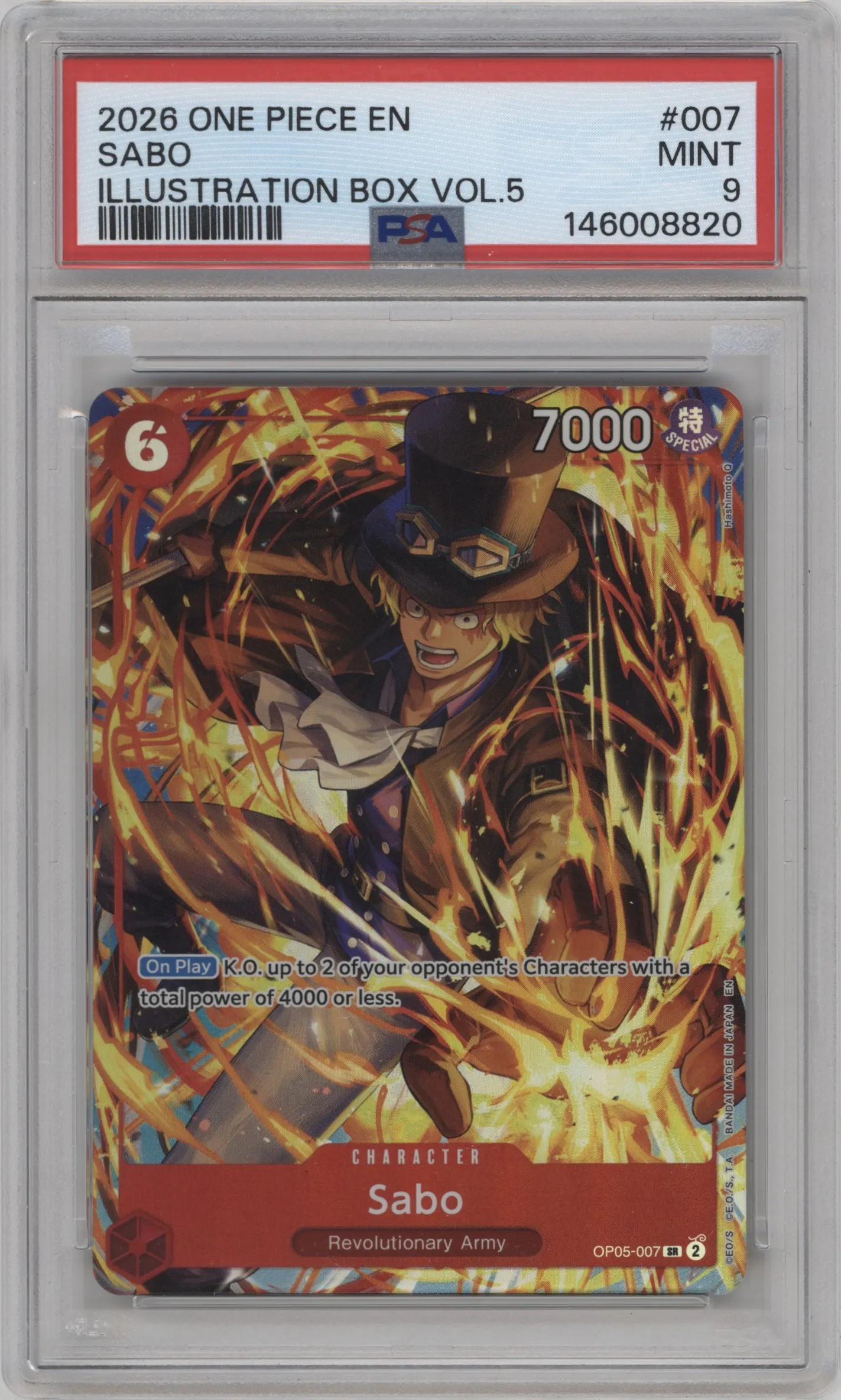 2026 One Piece Illustration Box Vol.5 Sabo SR #OP05-007 SR PSA 9