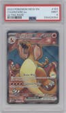 Charizard ex from the 2023 Pokemon SV set graded by PSA and given an overall grade of 9.