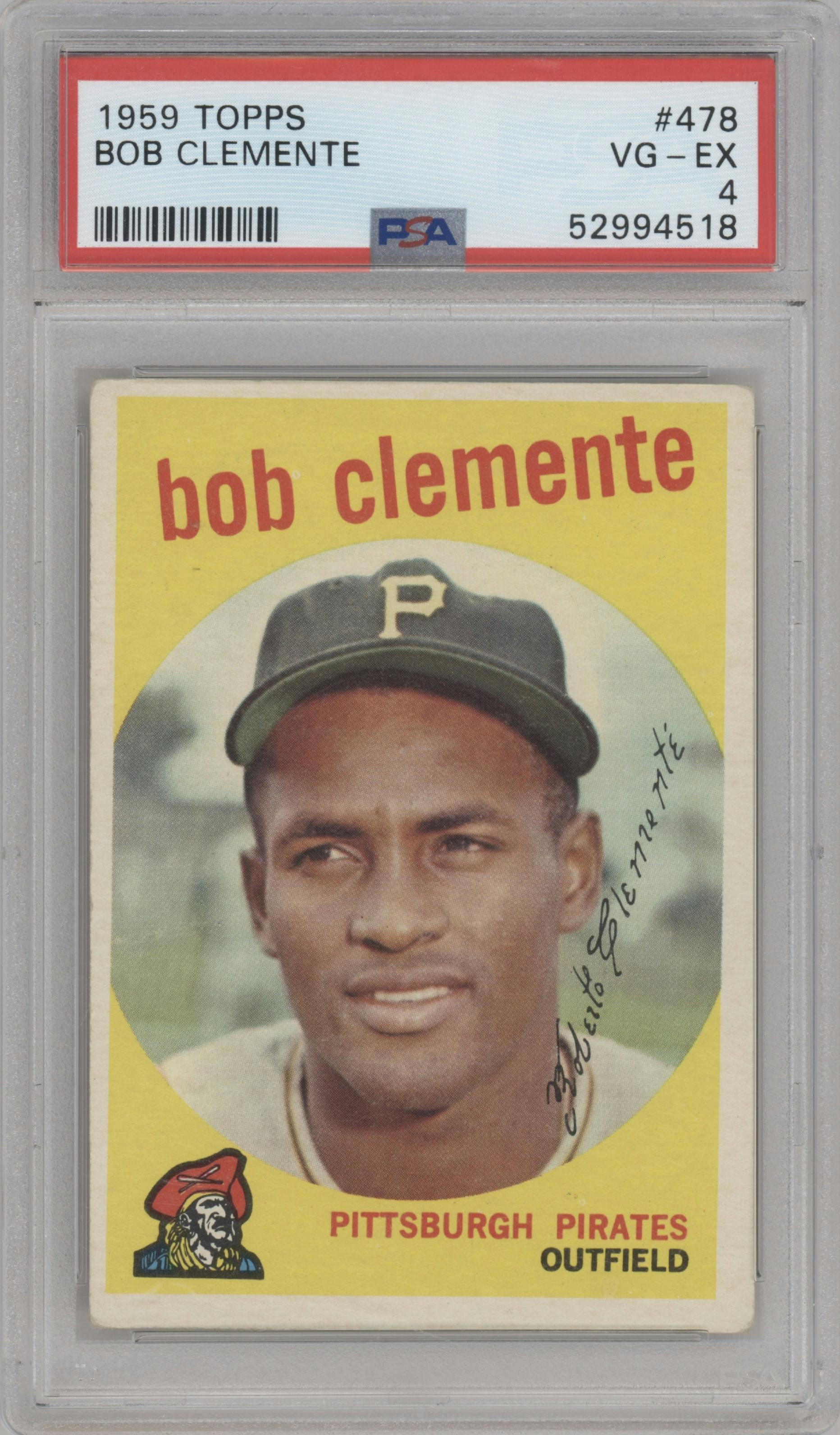 Bob Clemente from the 1959 Topps set graded by PSA and given an overall grade of 4.