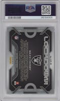 Maxx Crosby from the 2023 Panini Prizm set featuring a No Huddle parallel graded by PSA and given an overall grade of 10.