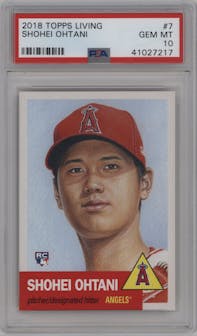 Shohei Ohtani from the Ultimate Topps Living Set   set graded by PSA and given an overall grade of 10.