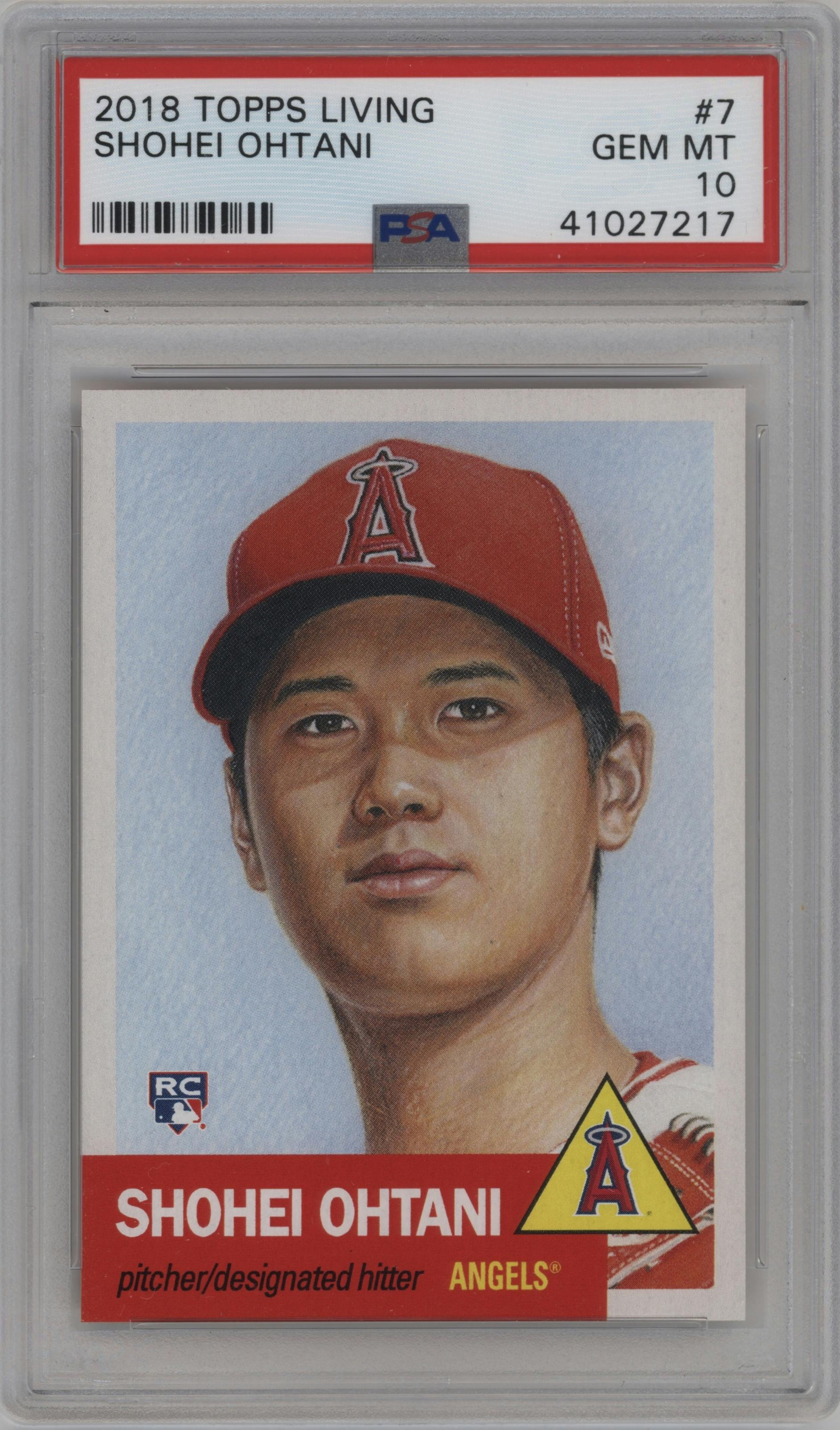 Shohei Ohtani from the Ultimate Topps Living Set   set graded by PSA and given an overall grade of 10.