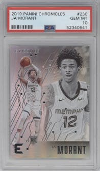 Ja Morant from the 2019-20 Panini Chronicles  set graded by PSA and given an overall grade of 10.