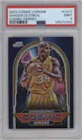 Shaquille O'Neal from the 2023-24 Topps Chrome Cosmic set graded by PSA and given an overall grade of 9.