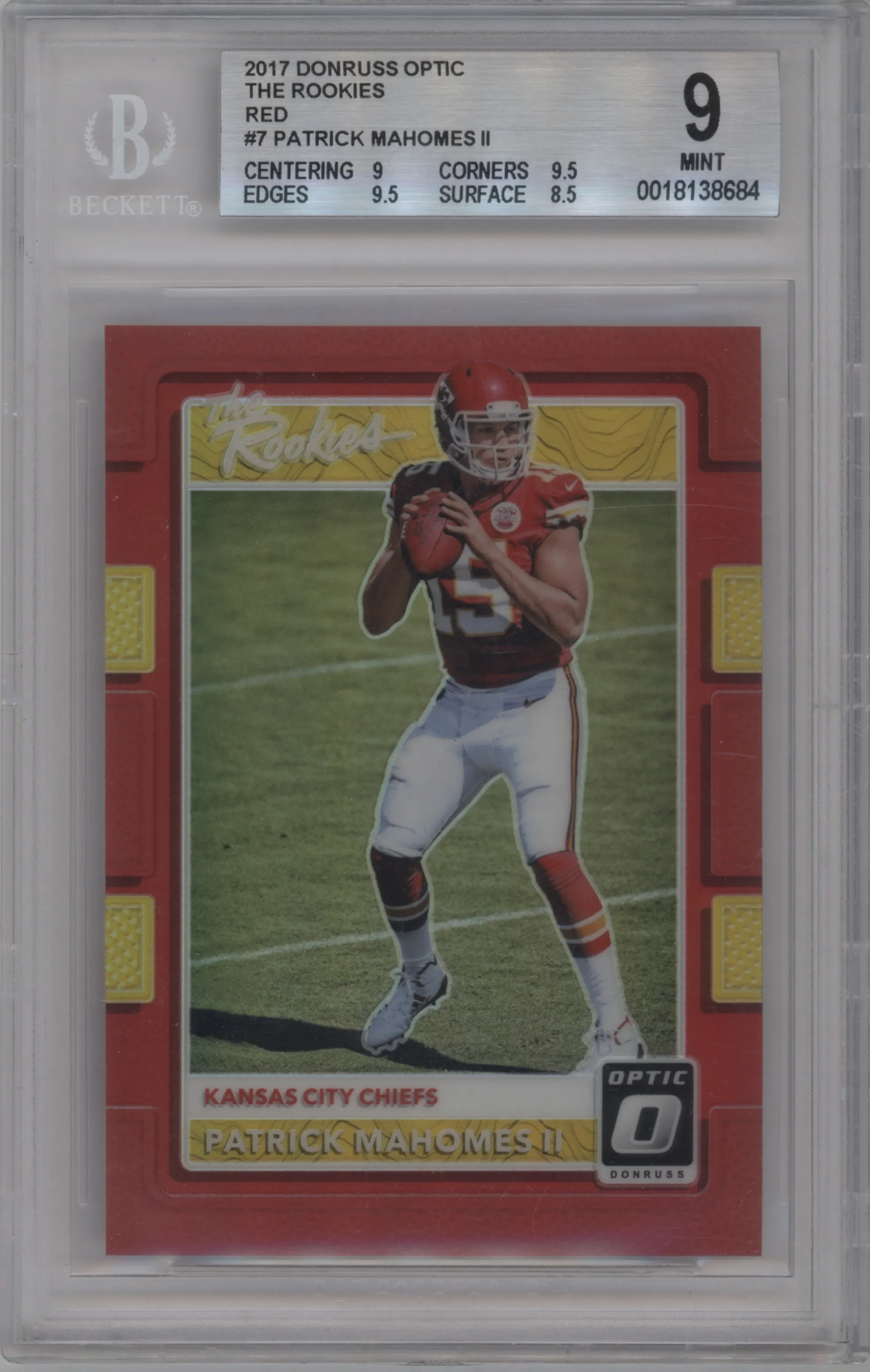 2017 Panini Donruss Optic The Rookies Patrick Mahomes II Red #7 BGS 9