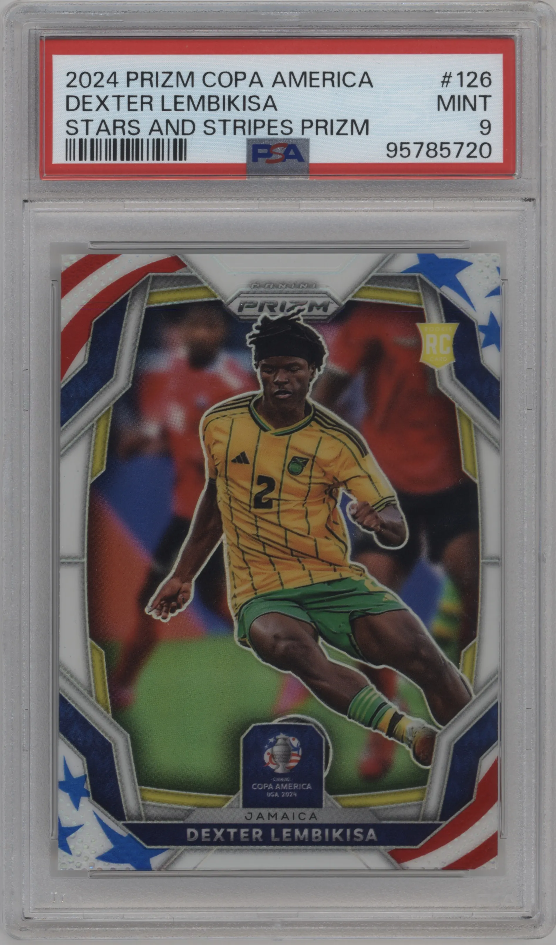 2024 Panini Prizm CONMEBOL Copa America Dexter Lembikisa Stars and Stripes #126 PSA 9