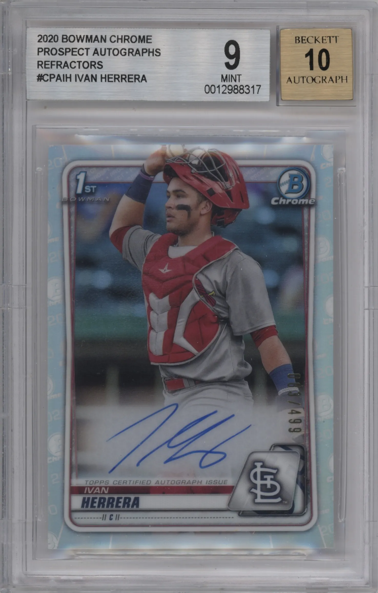 2020 Bowman Chrome Pros.Auto Ivan Herrera Refractor BGS 9