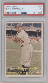 Roy Campanella from the 1957 Topps set graded by PSA and given an overall grade of 3.