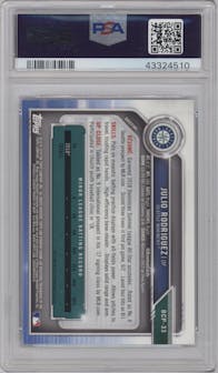 Julio Rodriguez from the 2019 Bowman  set featuring a Blue Refractor parallel graded by PSA and given an overall grade of 10.