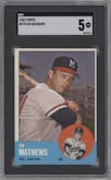 Eddie Mathews from the 1963 Topps set graded by SGC and given an overall grade of 5.