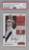 Baker Mayfield from the 2018 Panini Contenders set graded by PSA and given an overall grade of 9.