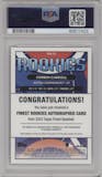 Corbin Carroll from the 2023 Topps Finest set featuring a Gold Refractor parallel graded by PSA and given an overall grade of 10.