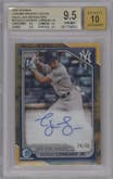 George Lombard Jr. from the 2024 Bowman set featuring a HTA Gold Lava Refractor parallel graded by Beckett and given an overall grade of 9.5.