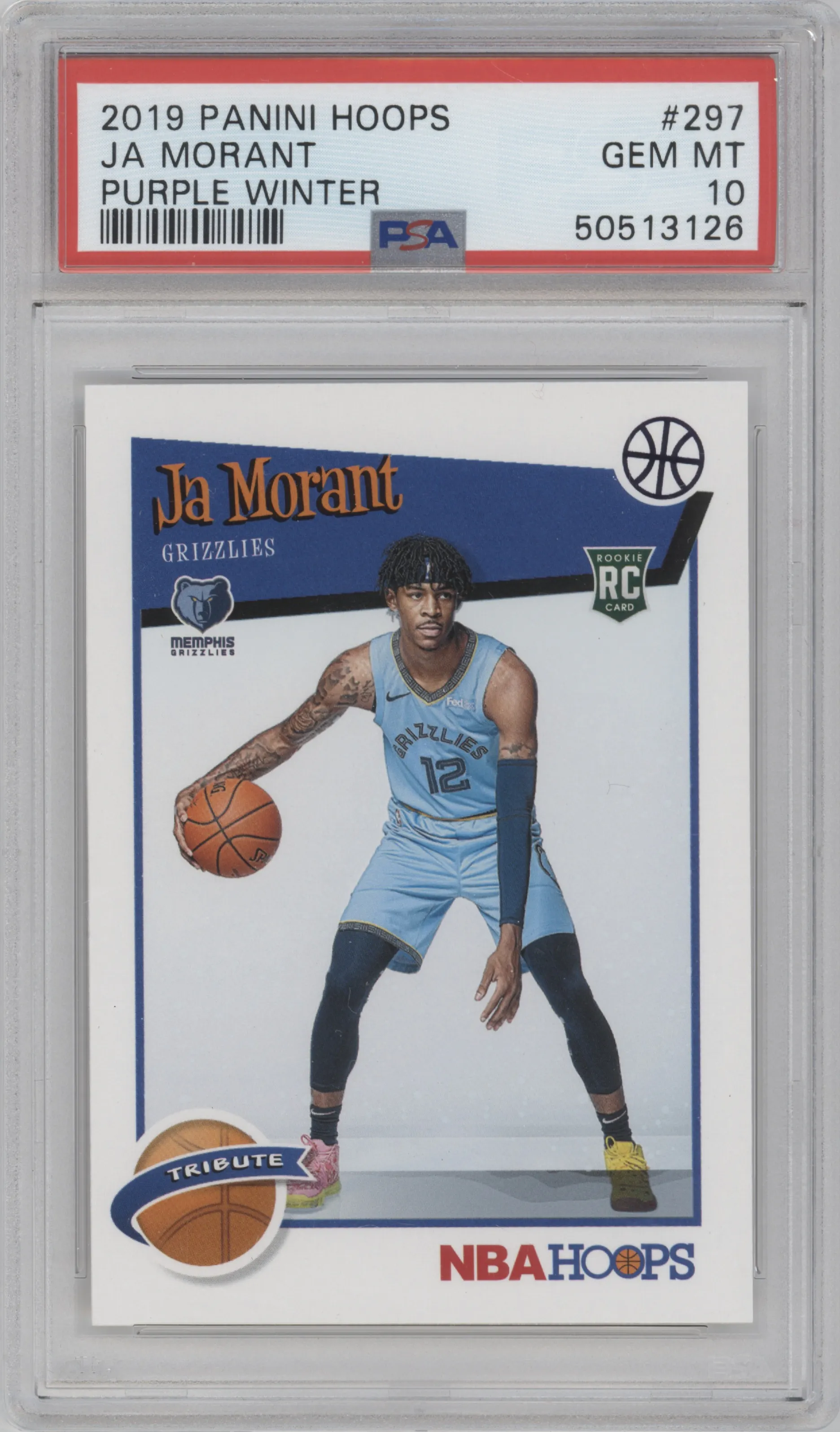 2019 Panini NBA Hoops Tribute Ja Morant Winter Purple PSA 10