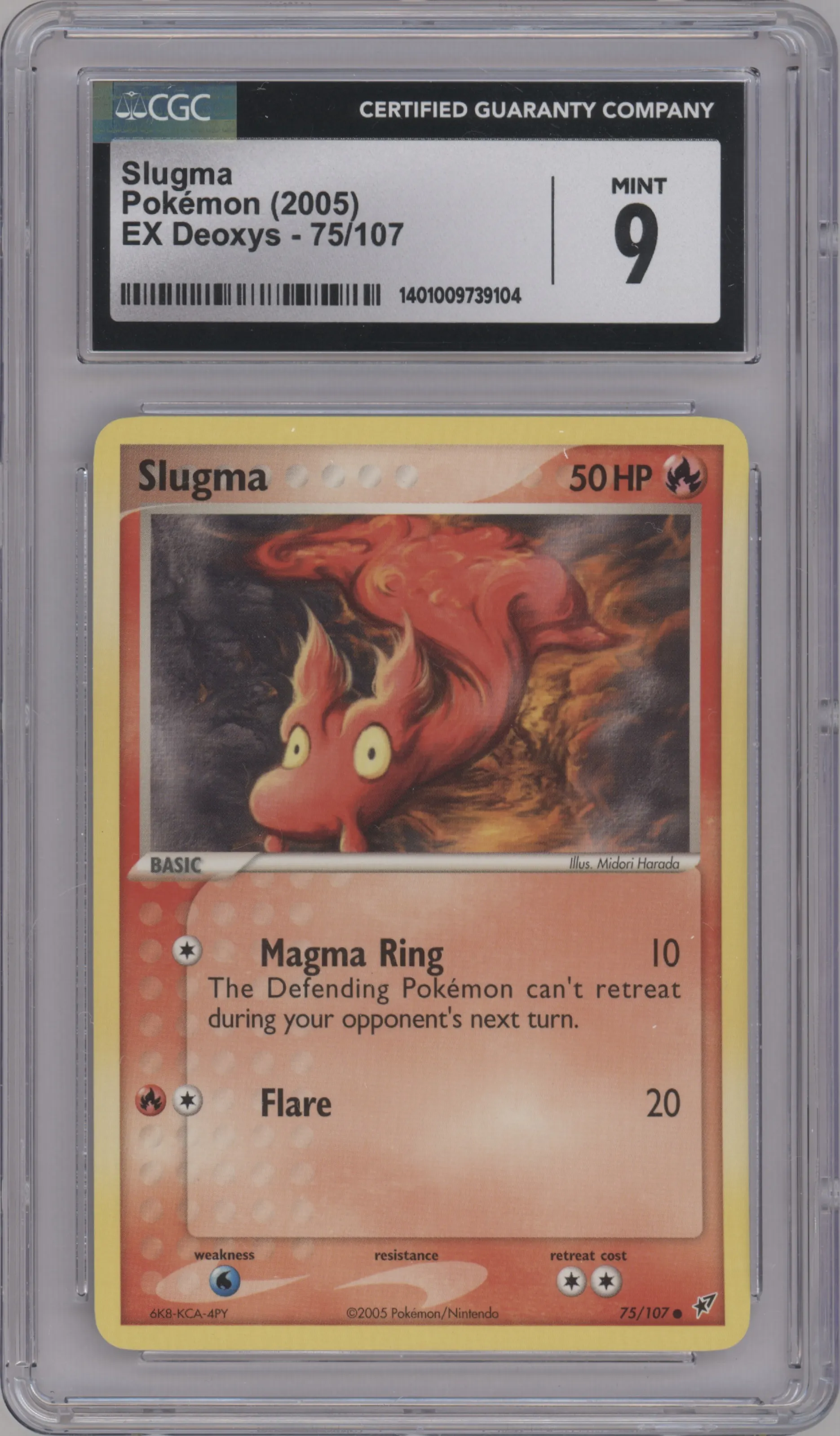 2005 Pokemon EX Deoxys Slugma #75 CGC 9