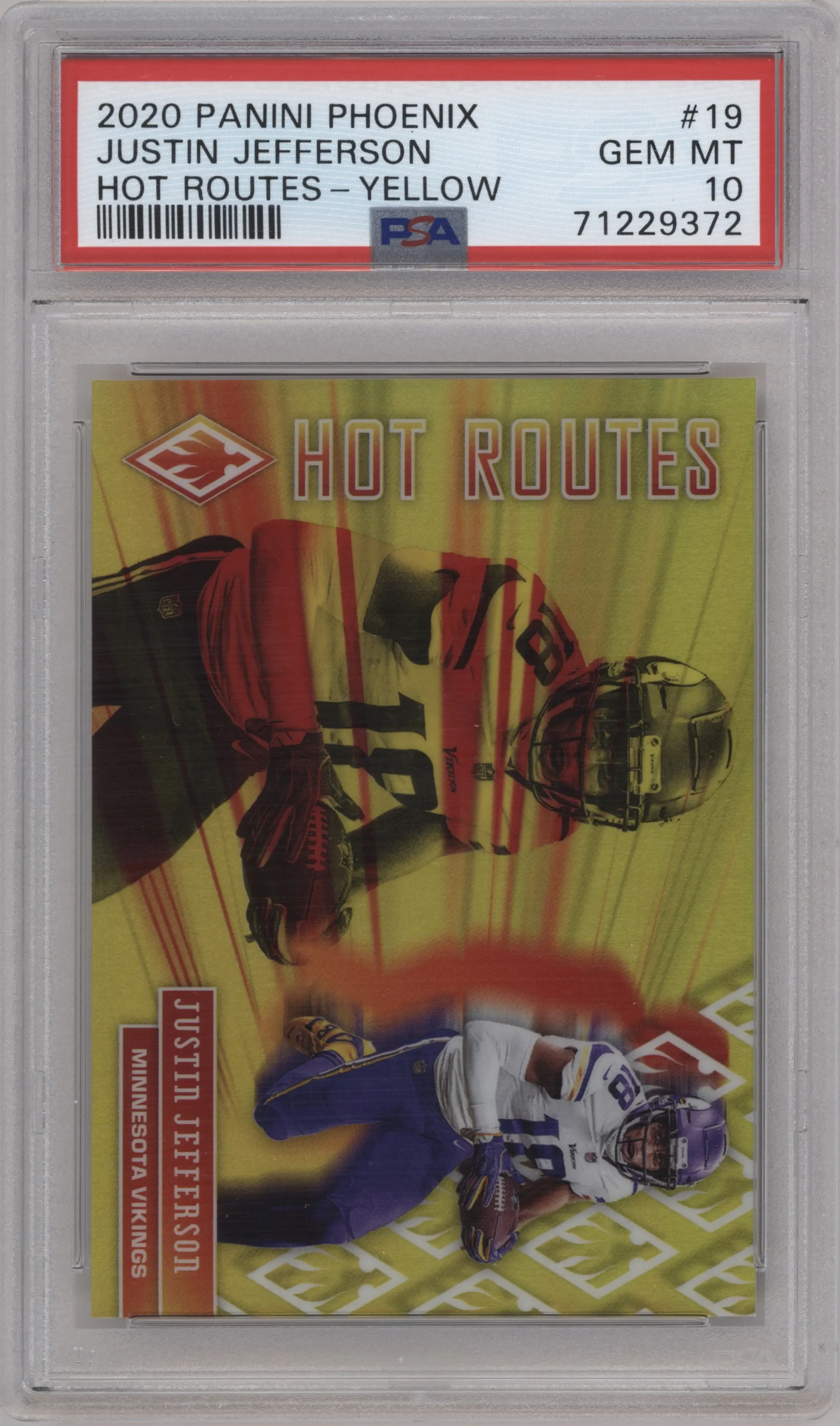 2020 Panini Phoenix Hot Routes Justin Jefferson Yellow #19 PSA 10
