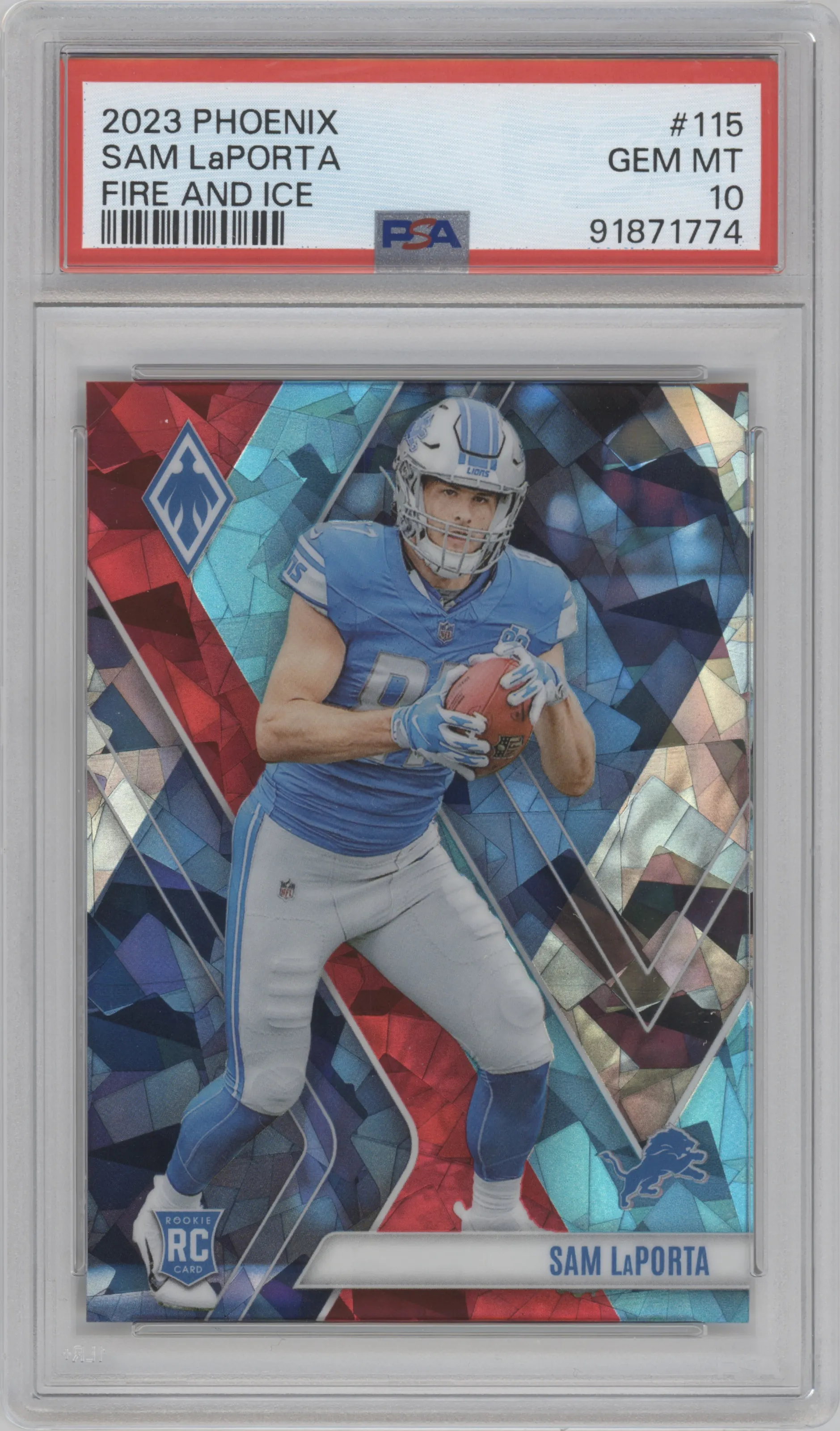 2023 Panini Phoenix Sam LaPorta Fire and Ice #115 PSA 10