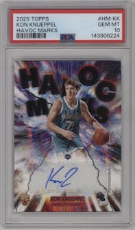 Kon Knueppel from the 2025-26 Topps set graded by PSA and given an overall grade of 10.