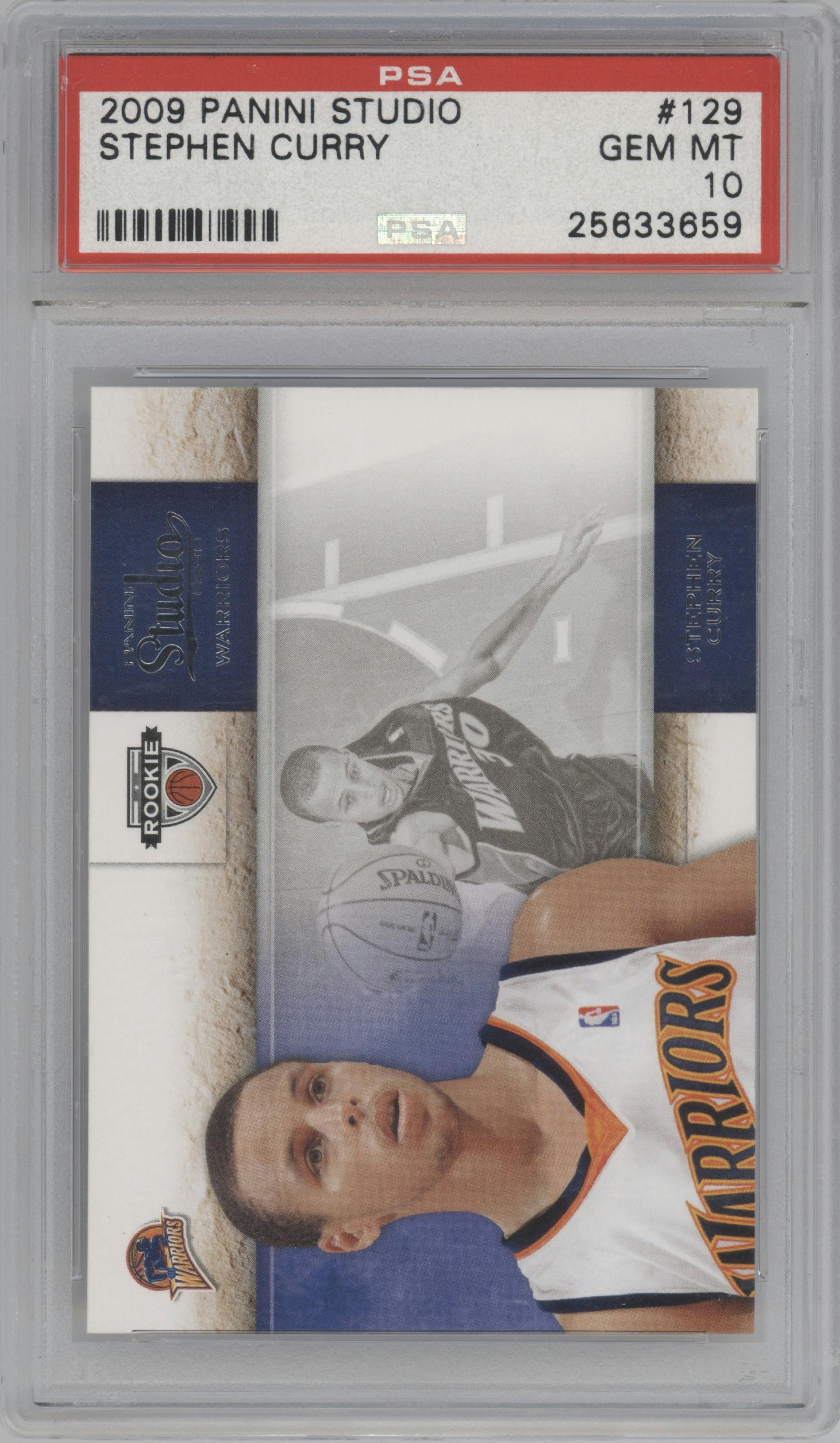 Stephen Curry from the 2009-10 Panini Studio set graded by PSA and given an overall grade of 10.