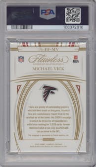 Michael Vick from the 2022 Panini Flawless set featuring a Ruby parallel graded by PSA and given an overall grade of 9.