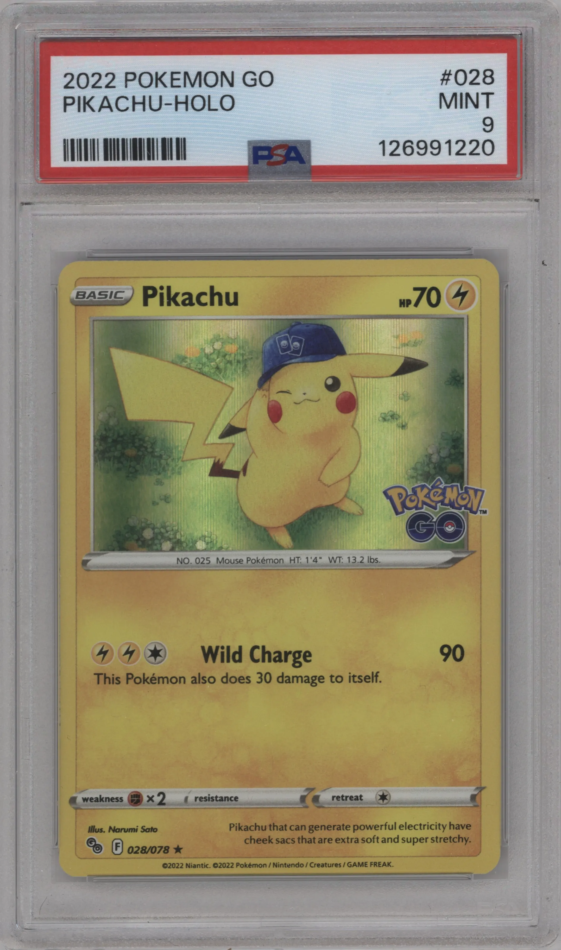 2022 Pokemon SWSH Pokemon GO Pikachu #028 PSA 9