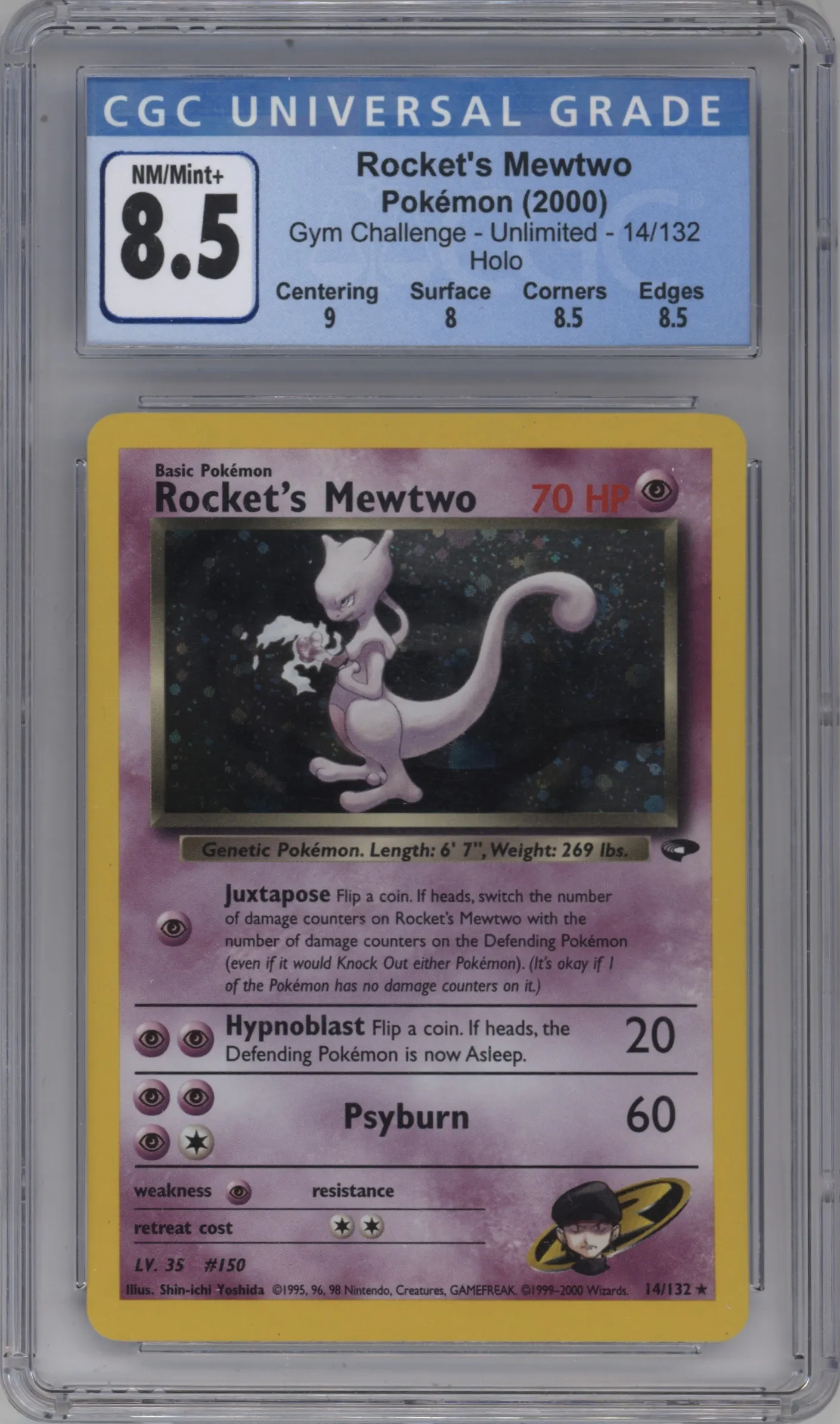 2000 Pokemon GH Gym Challenge Rocket's Mewtwo #14 CGC 8.5