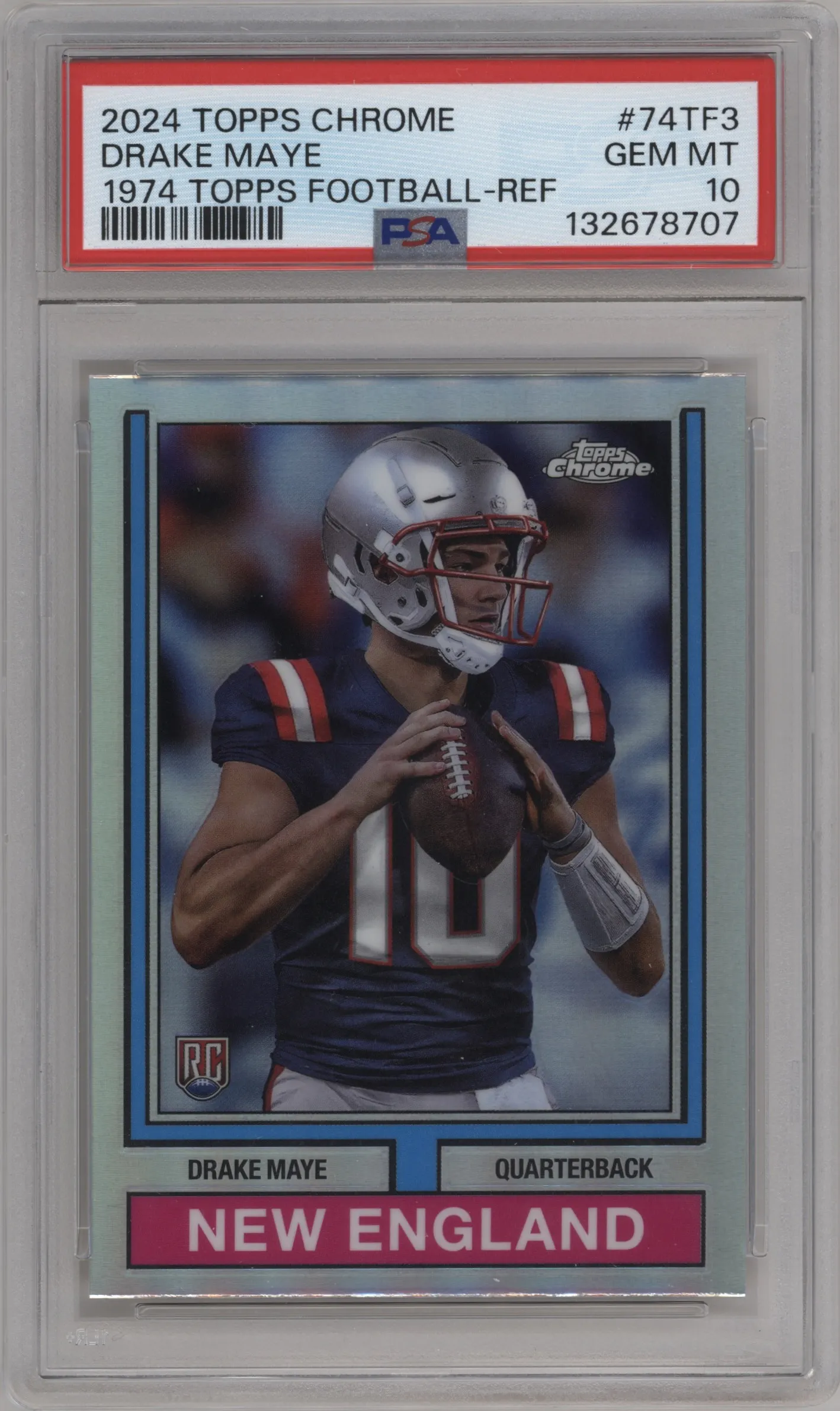 2024 Topps Chrome 1974 Drake Maye Refractor #74TF-3 PSA 10