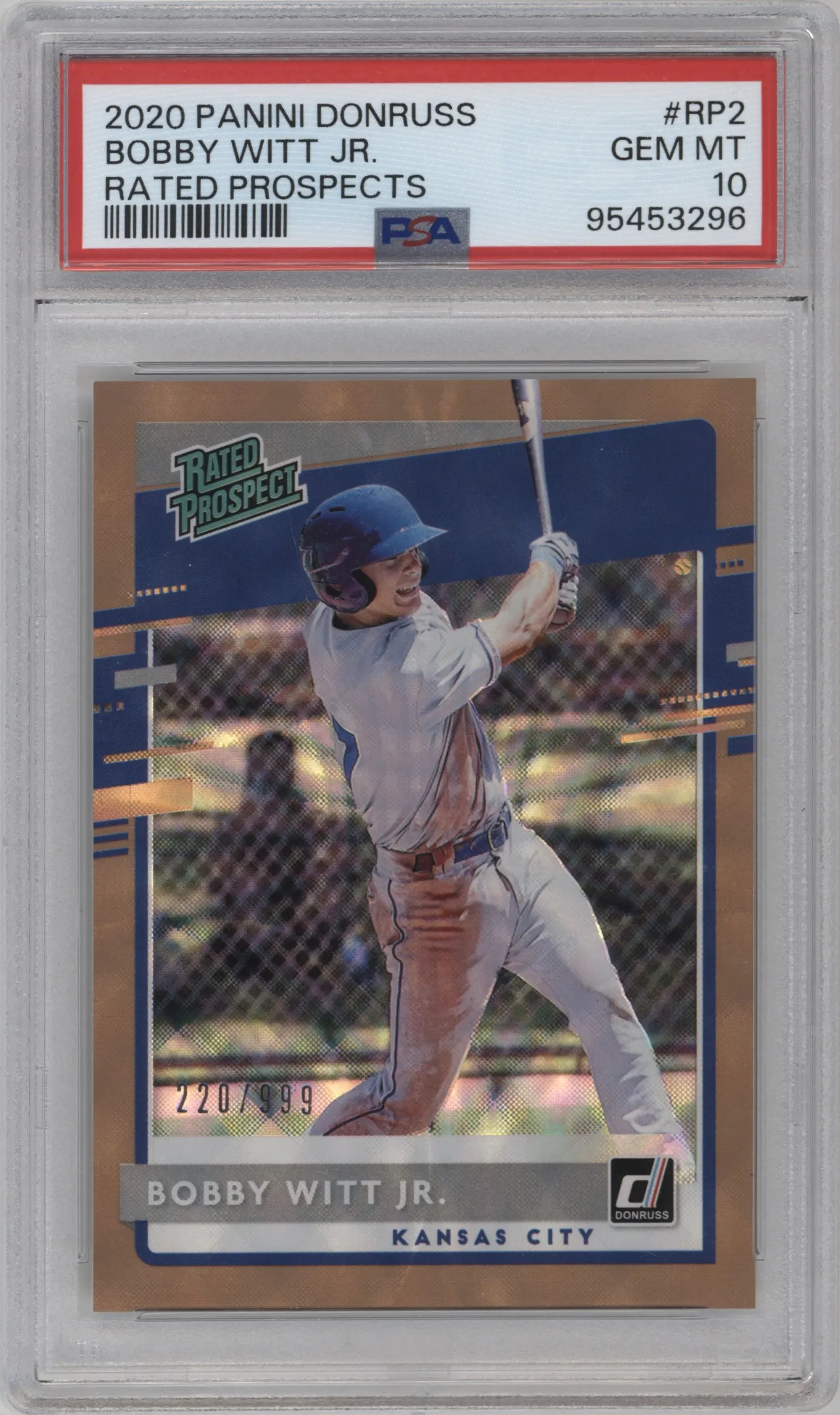 2020 Panini Donruss Rtd.Pros. Bobby Witt Jr. PSA 10