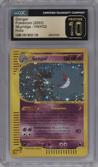 Gengar from the 2003 Pokemon E-CARD set graded by CSG and given an overall grade of 10.
