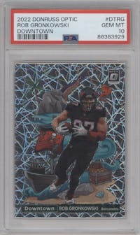 Rob Gronkowski from the 2022 Panini Donruss Optic set graded by PSA and given an overall grade of 10.