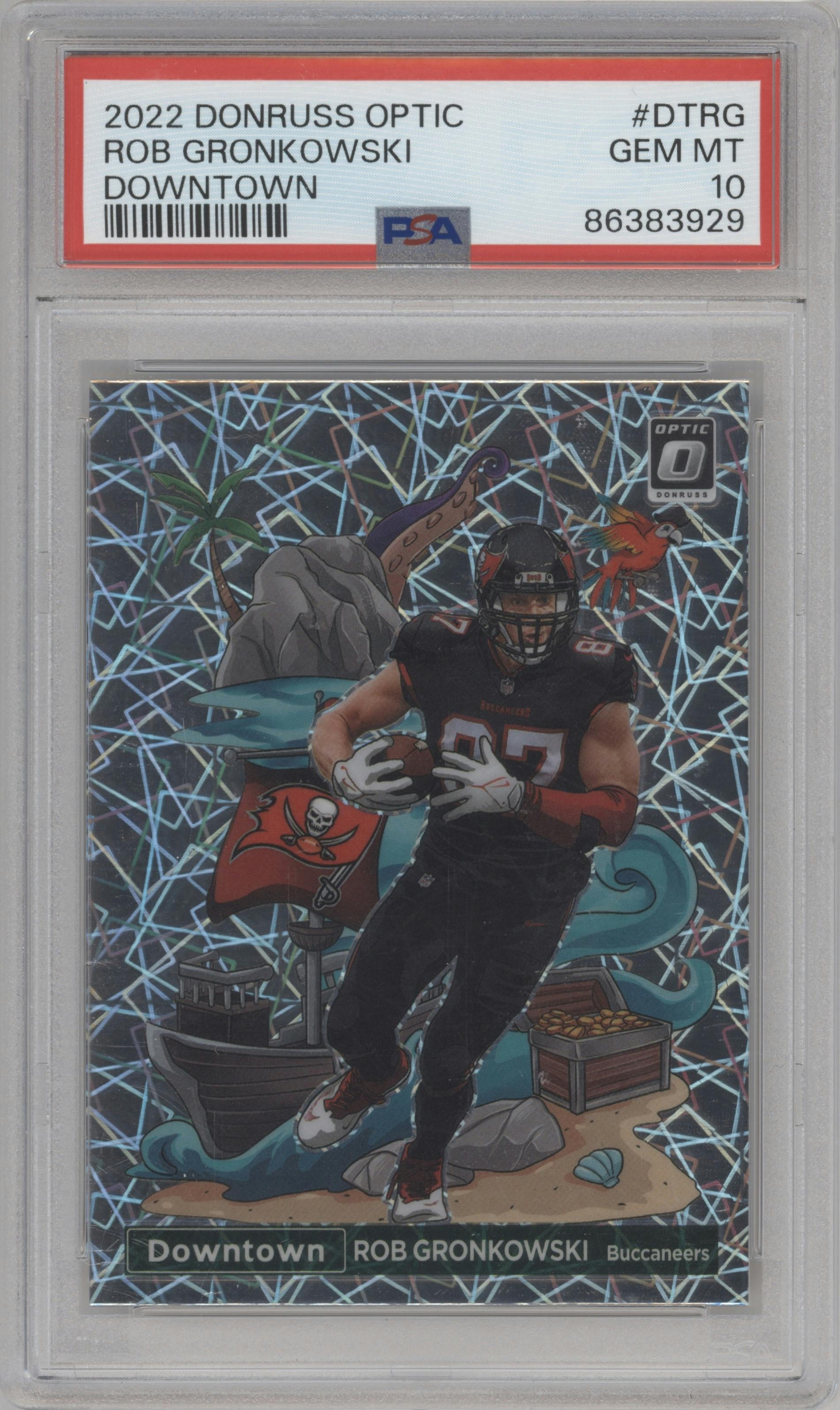 Rob Gronkowski from the 2022 Panini Donruss Optic set graded by PSA and given an overall grade of 10.