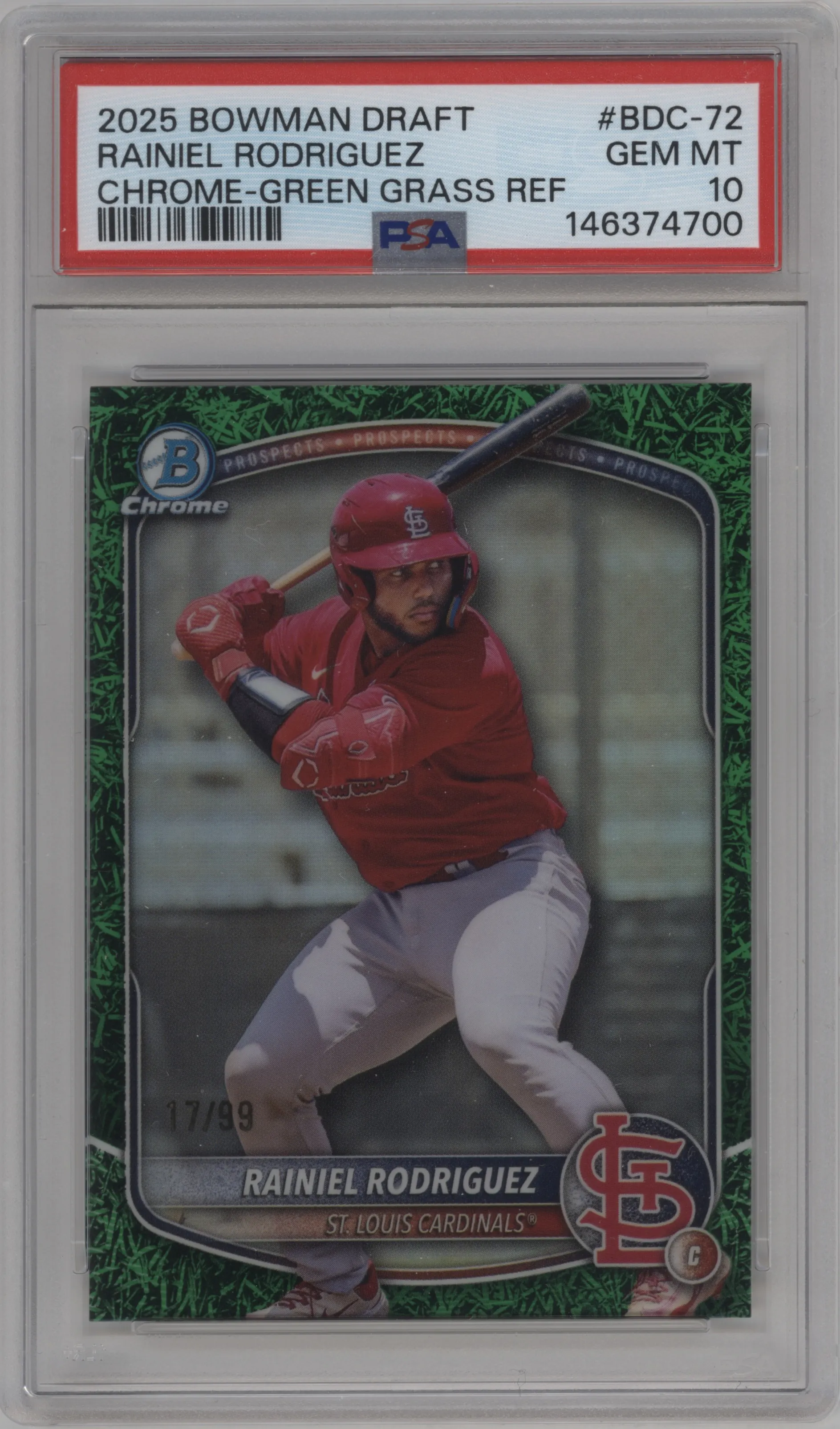 2025 Bowman Draft Chrome Rainiel Rodriguez Green Grass Refractor #BDC-72 PSA 10
