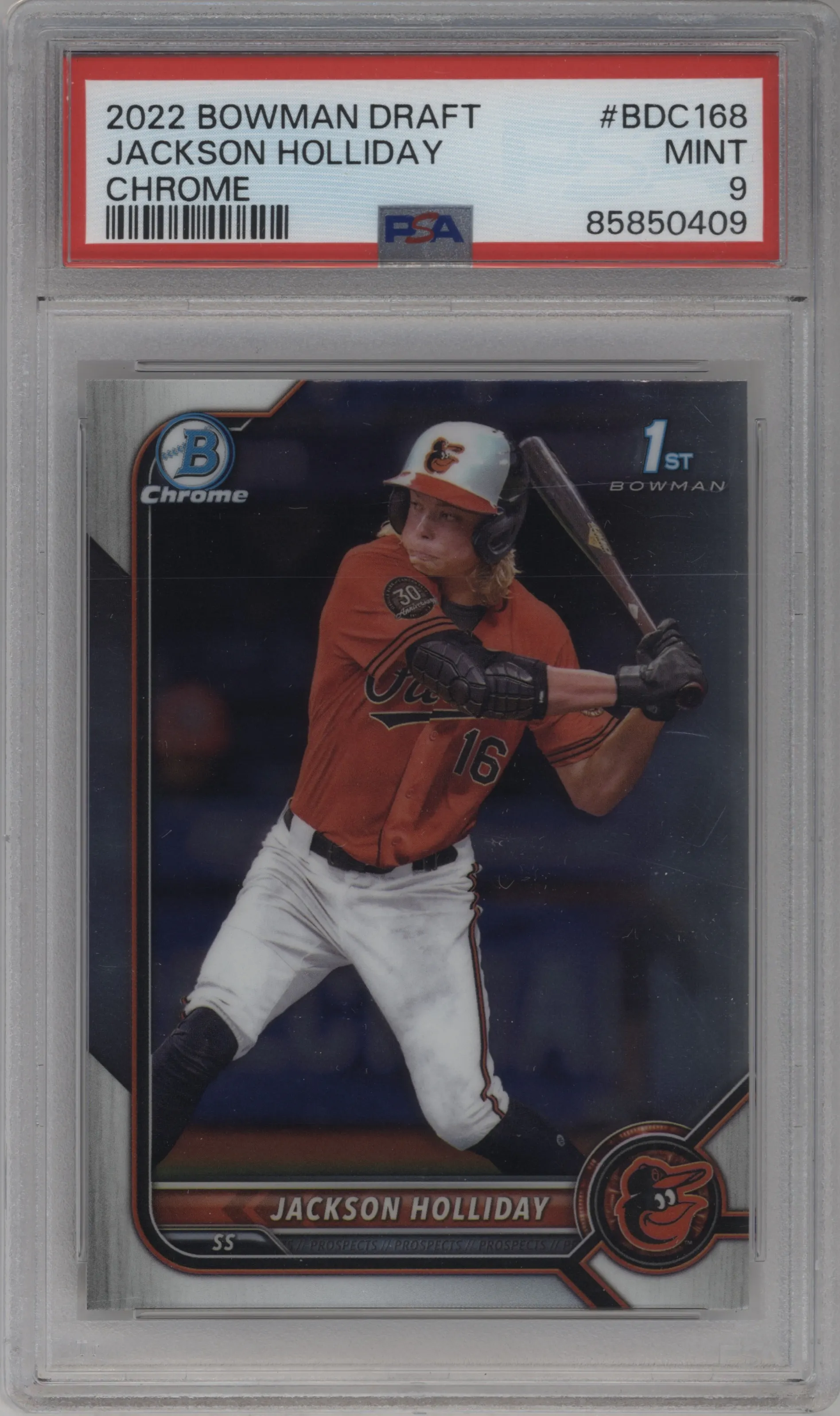 2022 Bowman Draft Chrome Jackson Holliday #BDC-168 PSA 9