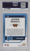 Jayden Daniels from the 2024 Donruss set featuring a Red Wave parallel graded by PSA and given an overall grade of 10.