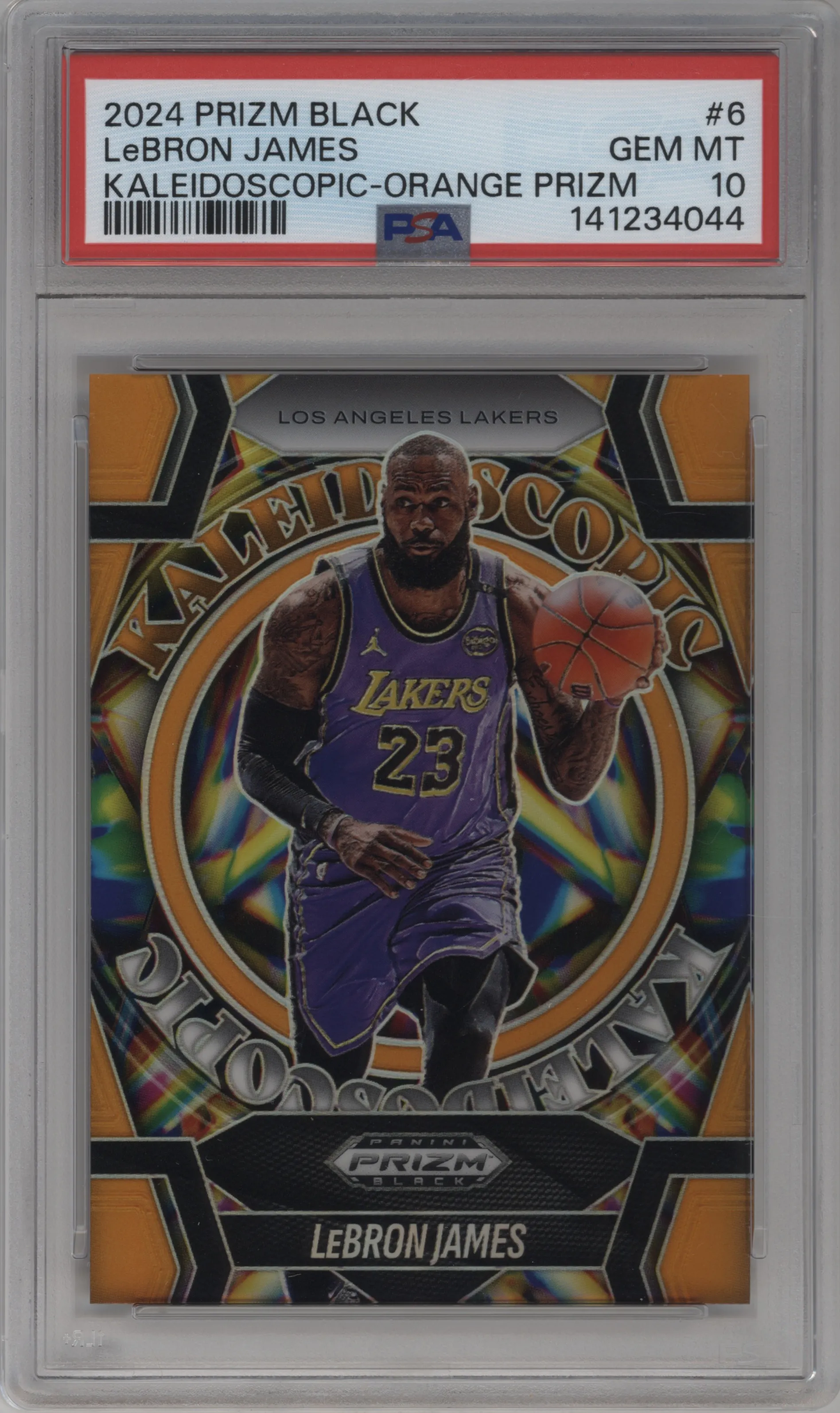 2024 Panini Prizm Black Kaleidoscopic LeBron James Orange #6 PSA 10