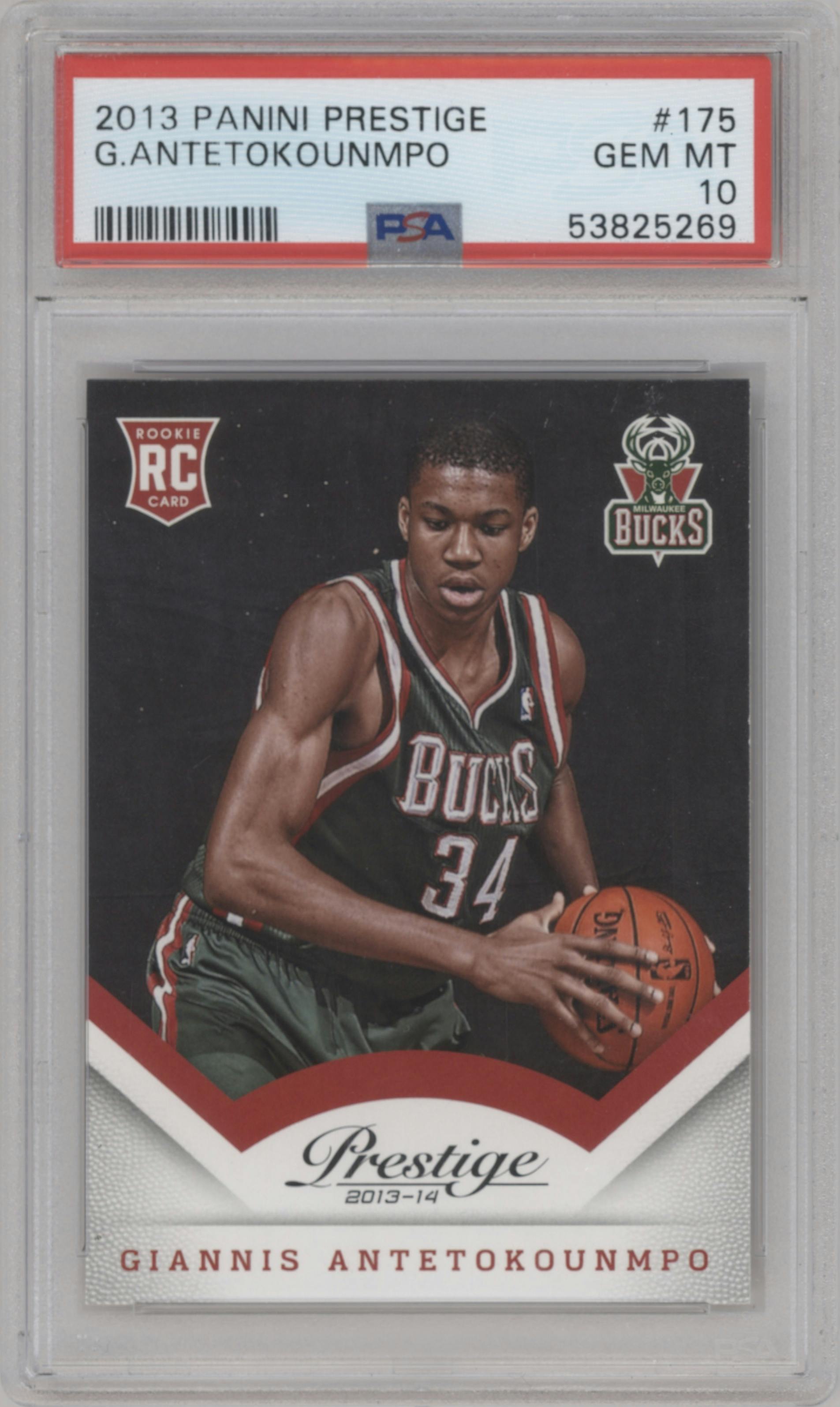 Giannis Antetokounmpo from the 2013-14 Panini Prestige set graded by PSA and given an overall grade of 10.