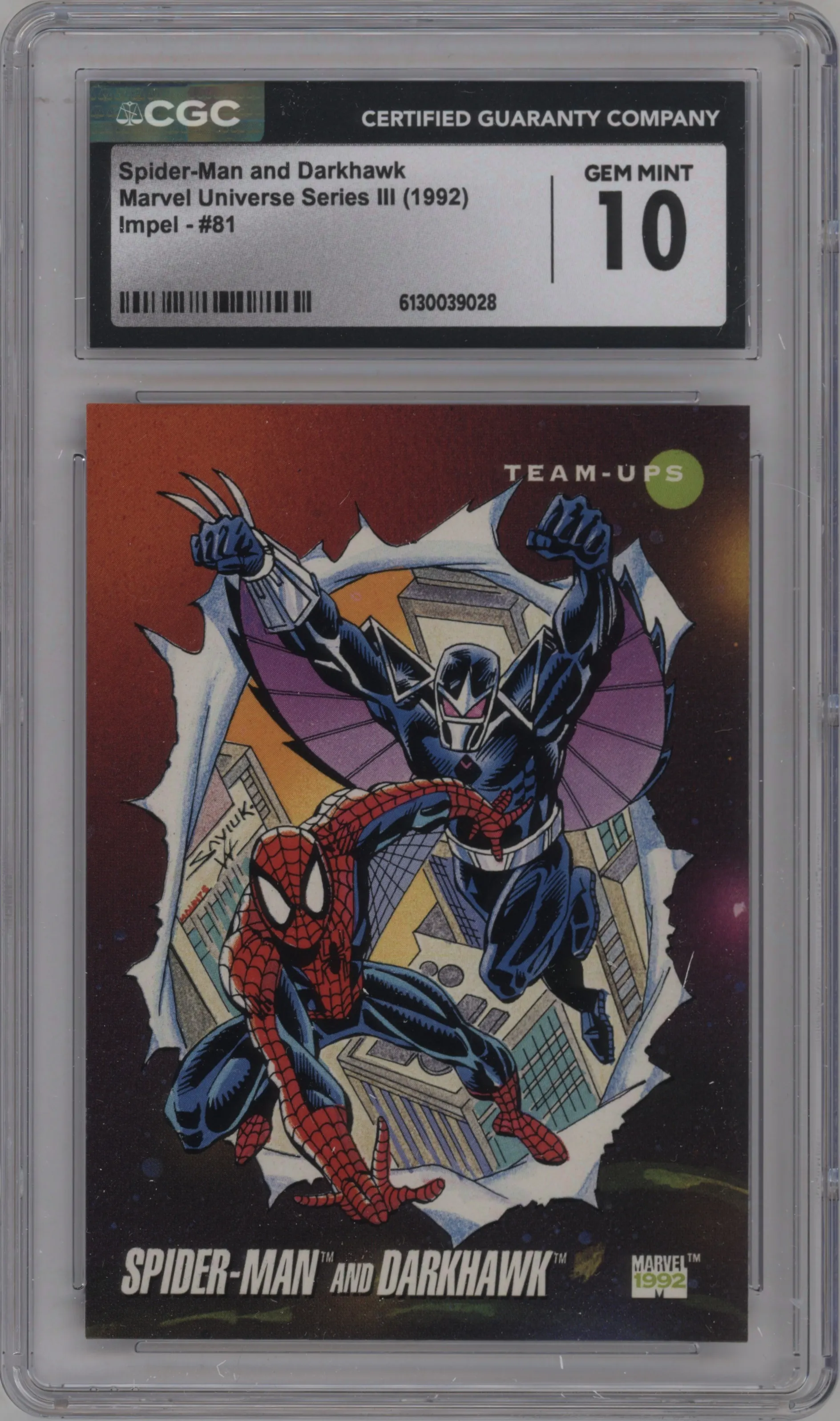 1992 Impel Marvel Universe Series 3 Spider-Man and Darkhawk #81 CGC 10