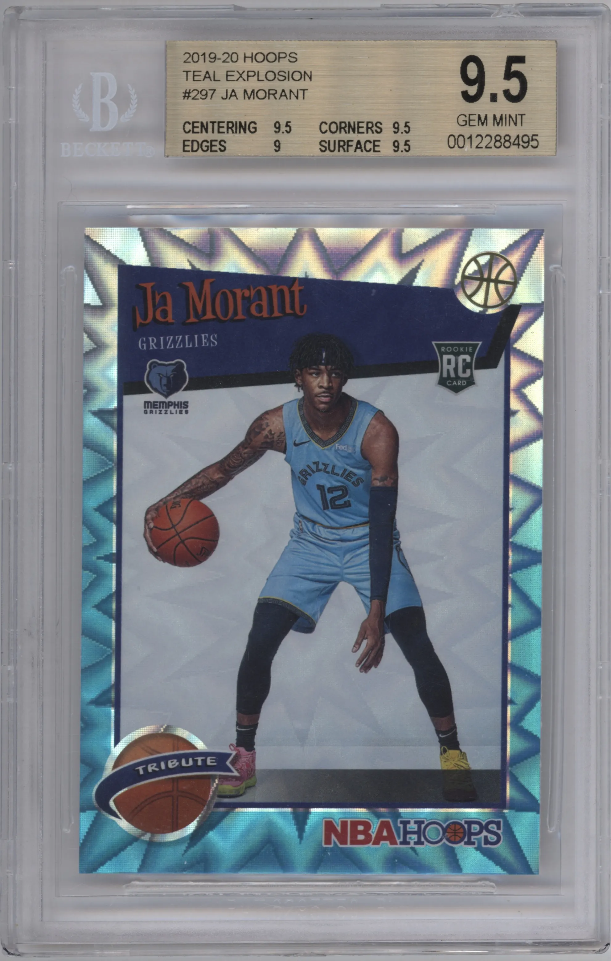 2019 Panini NBA Hoops Ja Morant Teal Explosion #297 BGS 9.5