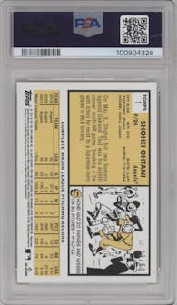 Shohei Ohtani from the 2022 Topps Archives set featuring a Red Hot Foil parallel graded by PSA and given an overall grade of 10.