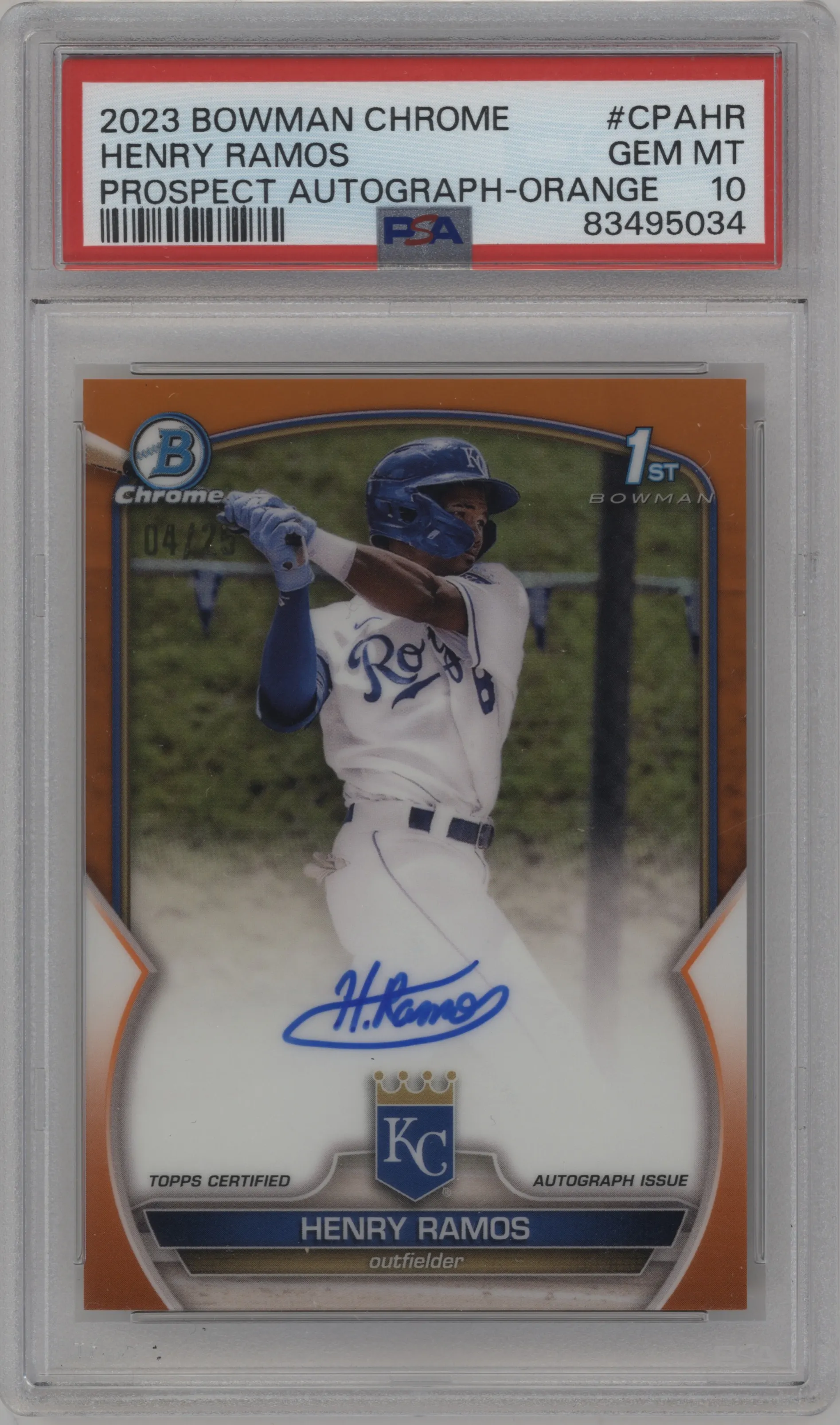 2023 Bowman Chrome Chr.Pros.Auto Henry Ramos Orange Refractor PSA 10