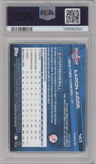 Aaron Judge from the 2017 Topps Opening Day set graded by PSA and given an overall grade of 10.