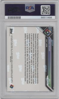 Shohei Ohtani from the 2023 Topps Now World Baseball Classic set graded by PSA and given an overall grade of 10.
