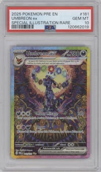 Umbreon ex from the 2025 Pokemon SV set graded by PSA and given an overall grade of 10.