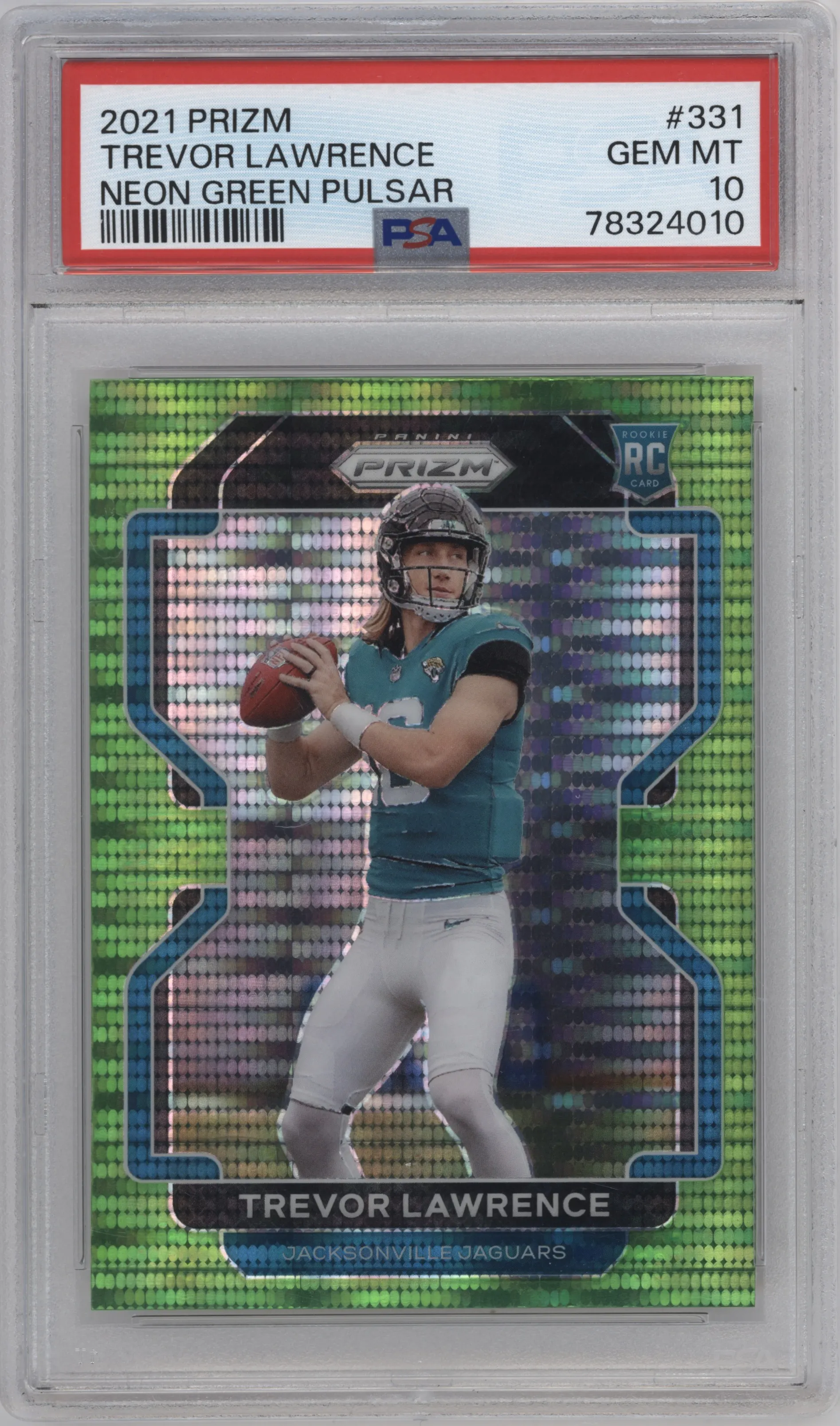 2021 Panini Prizm Trevor Lawrence Neon Green Pulsar #331 PSA 10